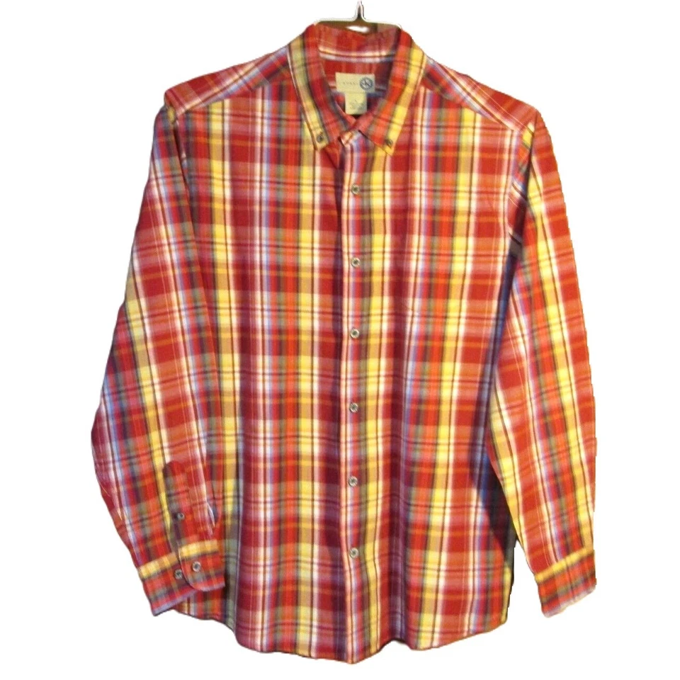 J. Khaki Boy's Shirt, Long Sleeves, Red, Blue, Yellow and White Plaid Size Large - Image 2 of 4