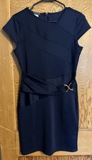 VENUS Navy Sheath Dress Size M Gold Hardware Detail Career Cocktail