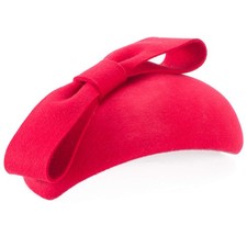 Women's Teardrop 1940s Wool Felt Fascinator Hat with Bow Tam Beret Casque