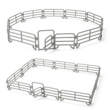 THINKBAY 20PCS Large Farm Animal Corral Fence Toys 6.1" 2.6" 0.5", Silver