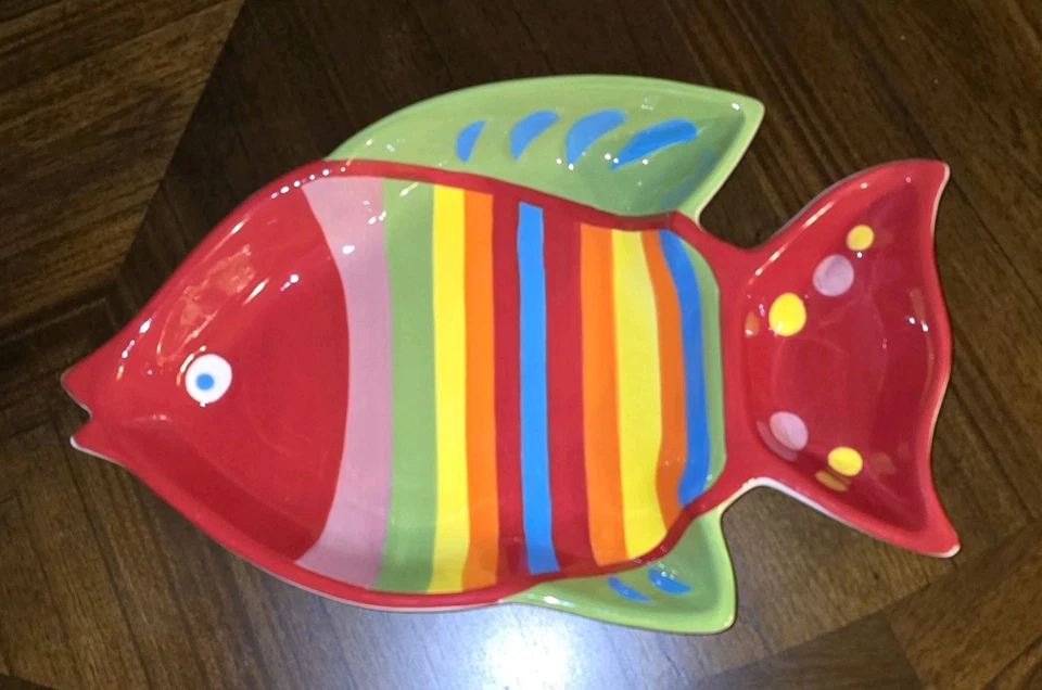 BW Boston Wearhouse Trading Co Colorido Pesquero Plato para Servir Playa Piscina Fiesta Foto 2 de 4