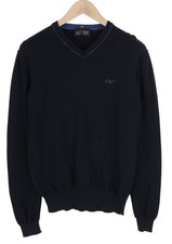 Armani Jeans Homme Pull S Bleu Foncé Tricoté Col V Slim Fit Logo
