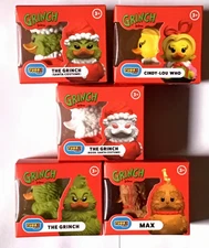 Set Of 5 Mini Tubbz Rubber Ducks Grinch, Santa Grinch, Book, Cindy-Lou Who,& Max