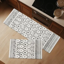 Anti Fatigue Kitchen Mats for Floor 2 Piece Set, Waterproof & Non-Skid Morocc...