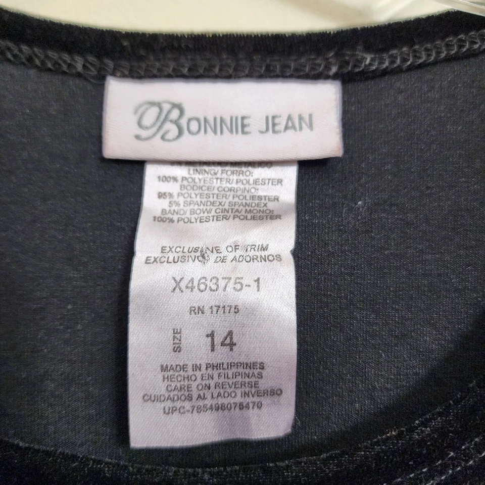 Bonnie Jean plaid sparkle with velvet top long sleeve holiday dress girl's sz 14 - Image 2 of 4