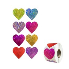 500PCS Heart Stickers Roll 1.5 Inch Large Self Adhesive Heart Stickers for ...