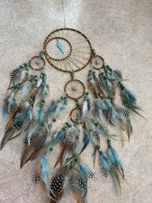 Boho Dreamcatcher Wall Hanging Turquoise Feather Rustic Decor 26  