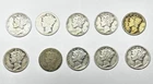 Lot of 10 Mercury Dimes 10C Silver 1928-1945 Denver San Francisco