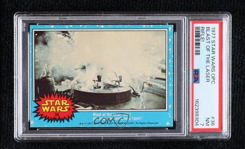 1977 OPC Star Wars #36 Blast of the laser rifle! — PSA 7