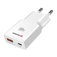 Swissten, Gan LadegeräT 30W USB-C + USB-A Qc 3.0 Ultrakompakt