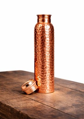 Pure Hammered Copper Water Bottle - Handmade Copper Drinkware
