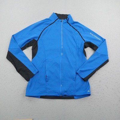 Salomon Jacket Womens Medium Blue ClimaWind Softshell Reflective Running Coat