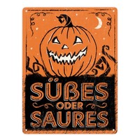 Metallschild XXL In 28X38 Cm Mit Halloween KüRbis Motiv Im Used Look - SüßEs