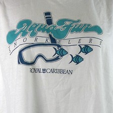 VTG Royal Caribbean Aqua Fun Snorkelers White T-Shirt Women's XL Made in USA