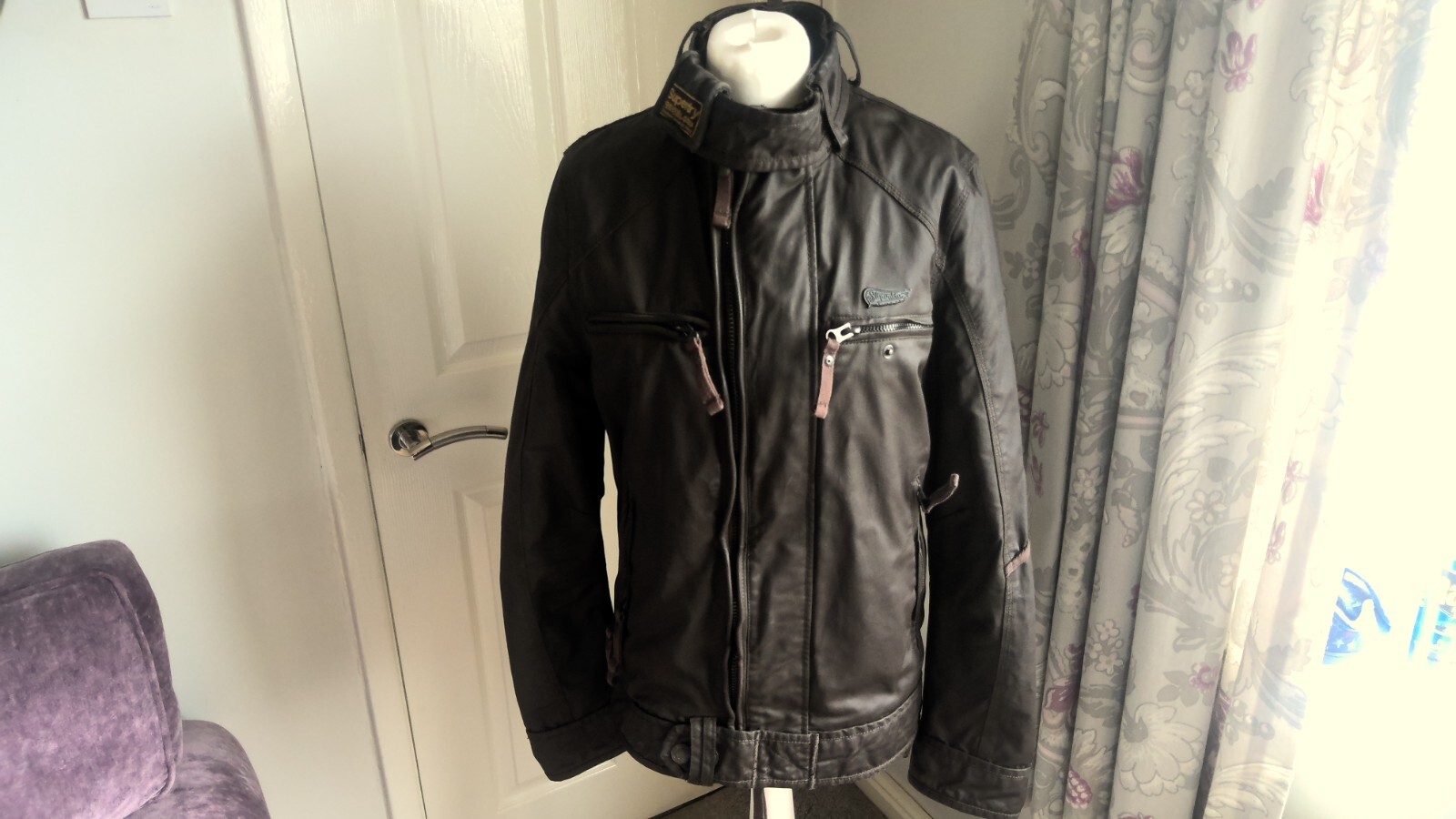MENS MEDIUM SUPERDRY BROWN WAXED JACKET SUPER 8