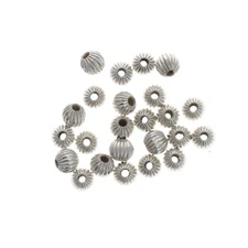 Sterling Silver Corrugated Round Beads, Fluted, SS Beads, All Sizes. Made in USA