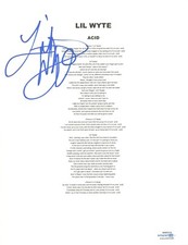 Lil Wyte Signed Autographed Acid Song Lyric Sheet Rapper ACOA COA