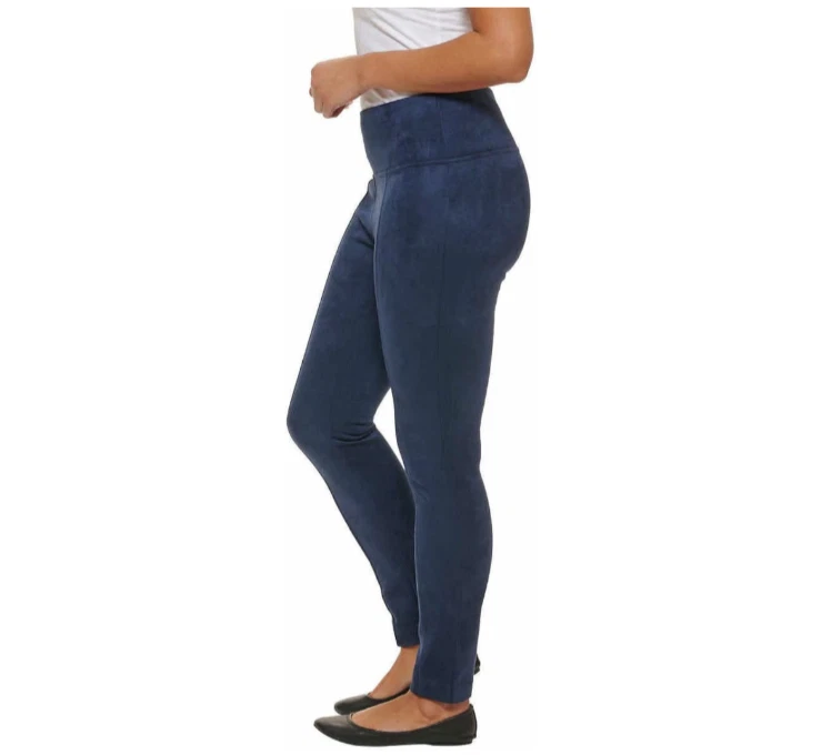 Pantalón Andrew Marc Azul Oscuro Imitación Gamuza Cintura Alta Pull-on Abdomen Panel de Control - M Foto 3 de 4