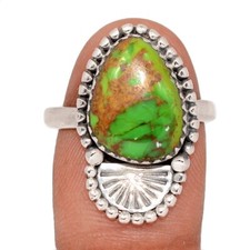 Southwest - Composite Mohave Green Turquoise 925 Silver Ring s.8.5 CR72404