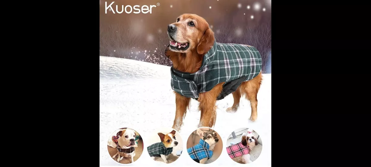 Kuoser Warm Dog Coat Reversible Dog Jacket Waterproof Dog Winter