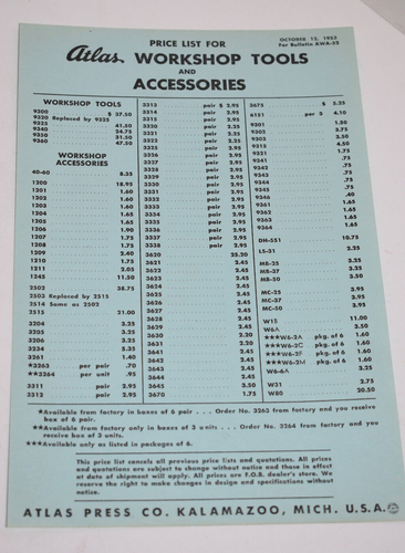 Catálogo de herramientas eléctricas Atlas Press Co. 1953 de colección y lista de precios - Imagen 5 de 8