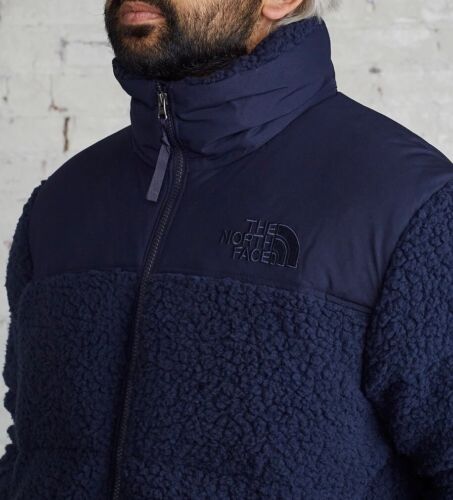 NEW The North Face Pile Nuptse Sherpa Jacket Navy Blue (Size Unisex M)  AUTHENTIC