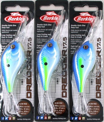 (3) Berkley 2 3/4'' Dredger 17.5 Slow Rise 3/4 Oz Deep Dive Crankbaits Big Money