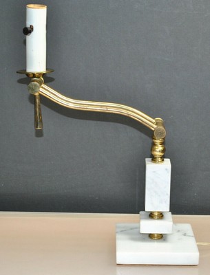 Vintage Brass White Marble Articulating Desk Lamp Ebay