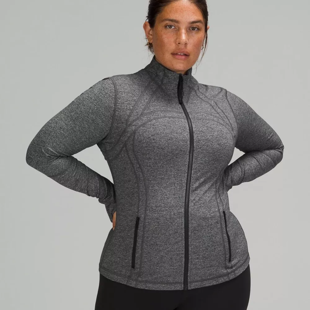 Women's Lululemon Heathered Black Gray Luon Full Zip Slim Fit Athletic  Define