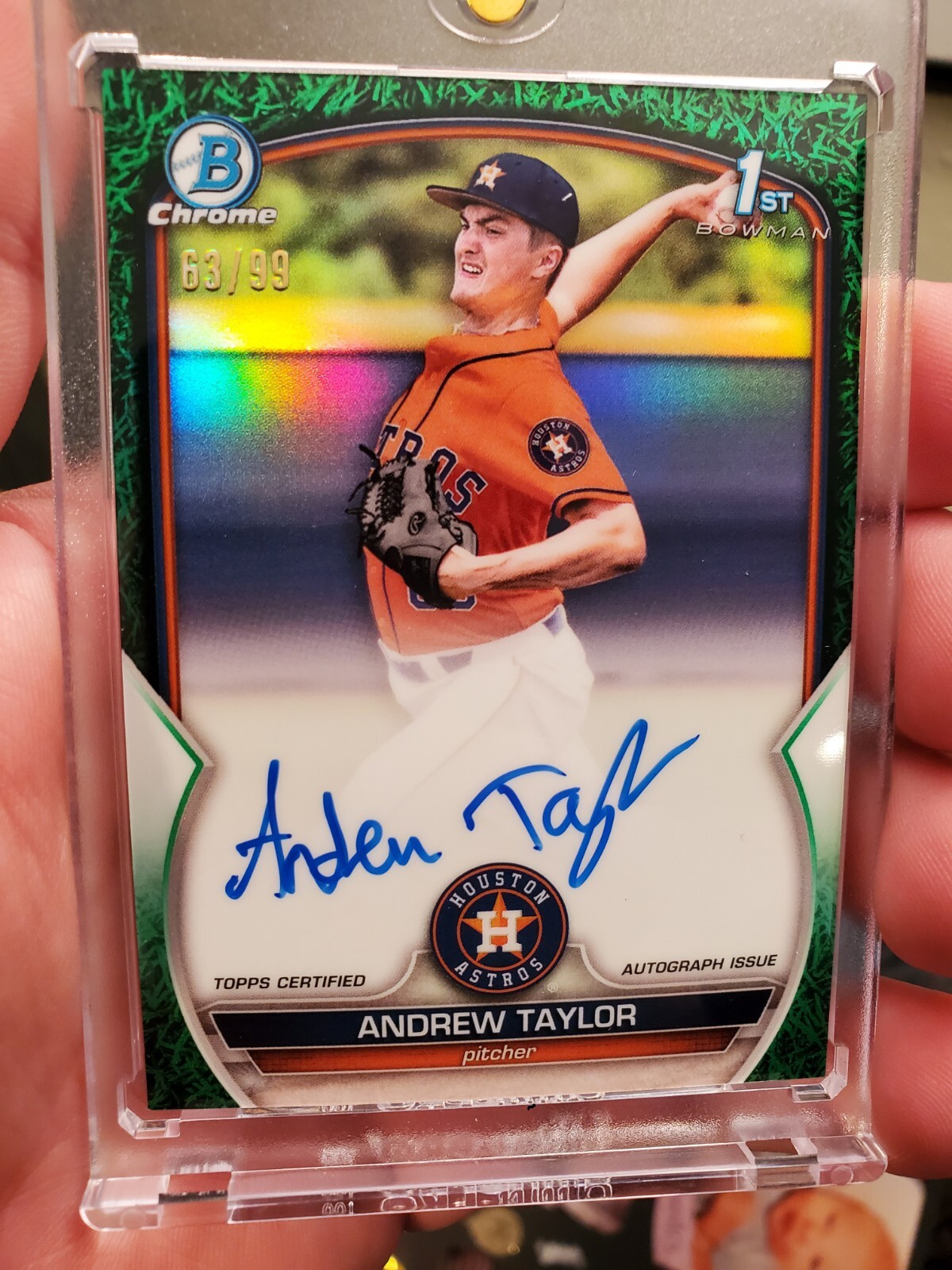 2023 1st Bowman Chrome Andrew Taylor GREEN GRASS ROOKIE AUTO /99 