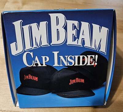 Jim Beam Snapback Hat Mens Black Nylon Adjustable Vintage In Box 