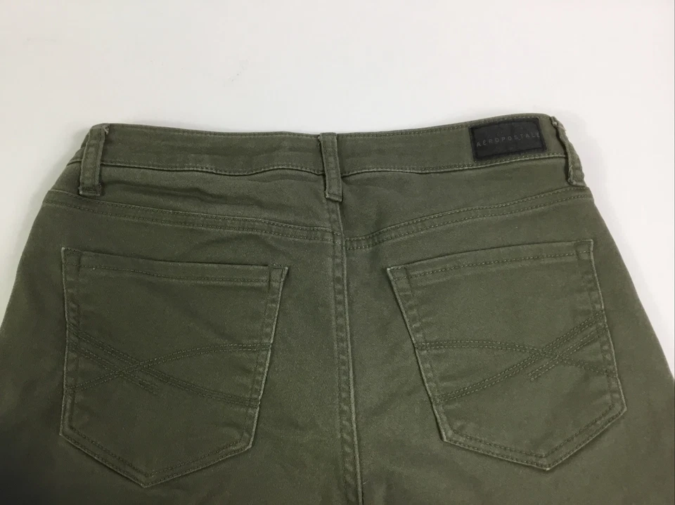 Aeropostale Botín Pantalones Cortos Mujer Talla 4 Elástico Midi Puño Caqui Verde Cintura 26 Foto 3 de 4