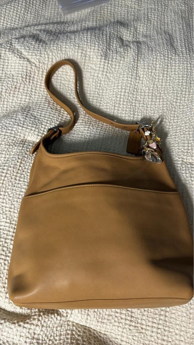Vintage 90s Coach Style 9058 CAMEL Zip Bag for Shoulder