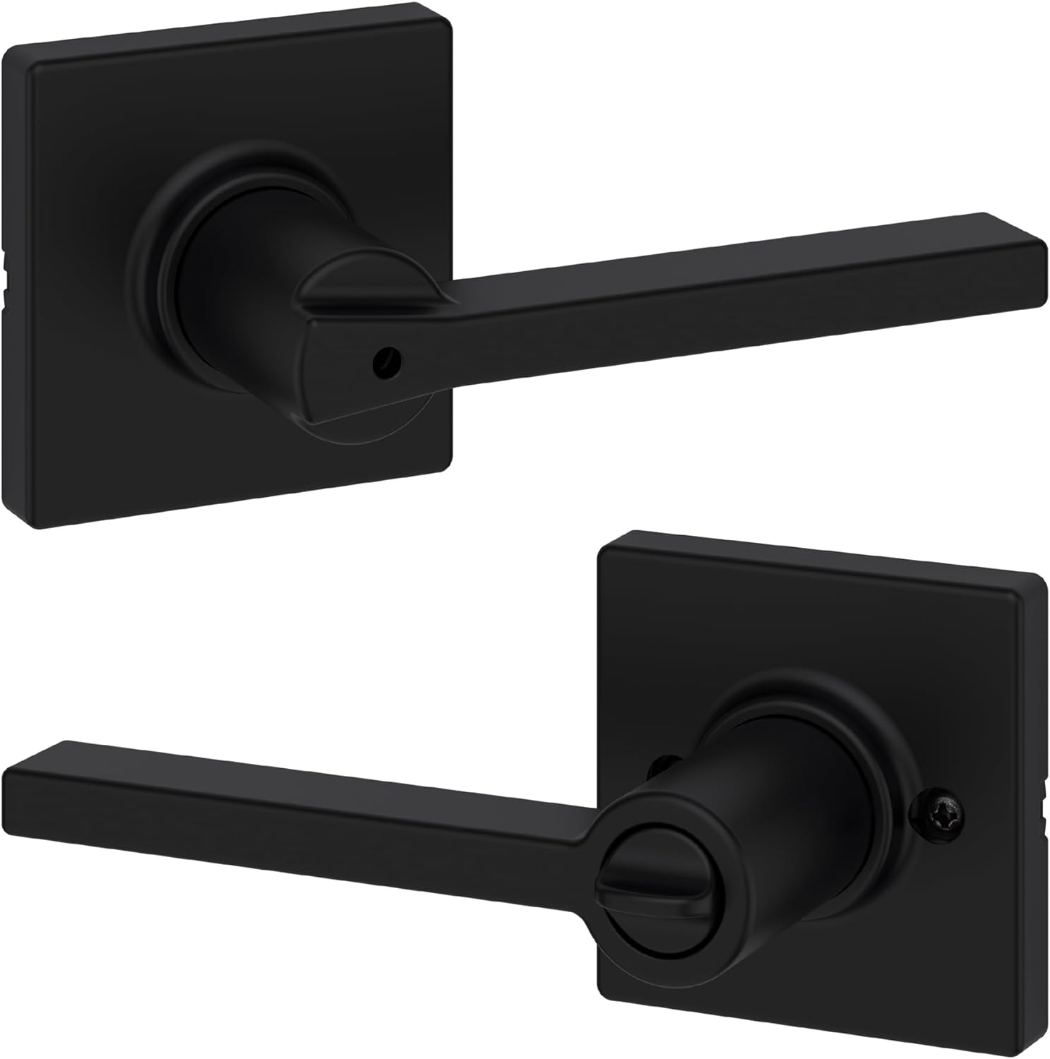 Interior Privacy Door Handle Lock, Matte Black, Reversible Keyless Turn-image