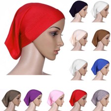 Women Muslim Islamic Solid Cotton Hijab Cap Head Under Scarf Shawl Turban Clever