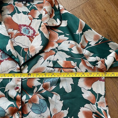 Missguided Satin Floral Button Closure Long Sleeve Top Sleep Womens 6 Green - Picture 5 of 9