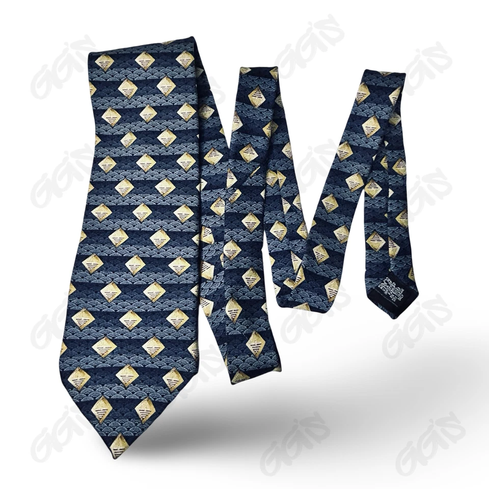 Пуританский галстук мужской 57,5 дюйма x 3,75 синее золото специальное издание сделано в США 100% шелк - Изображение 2 из 4