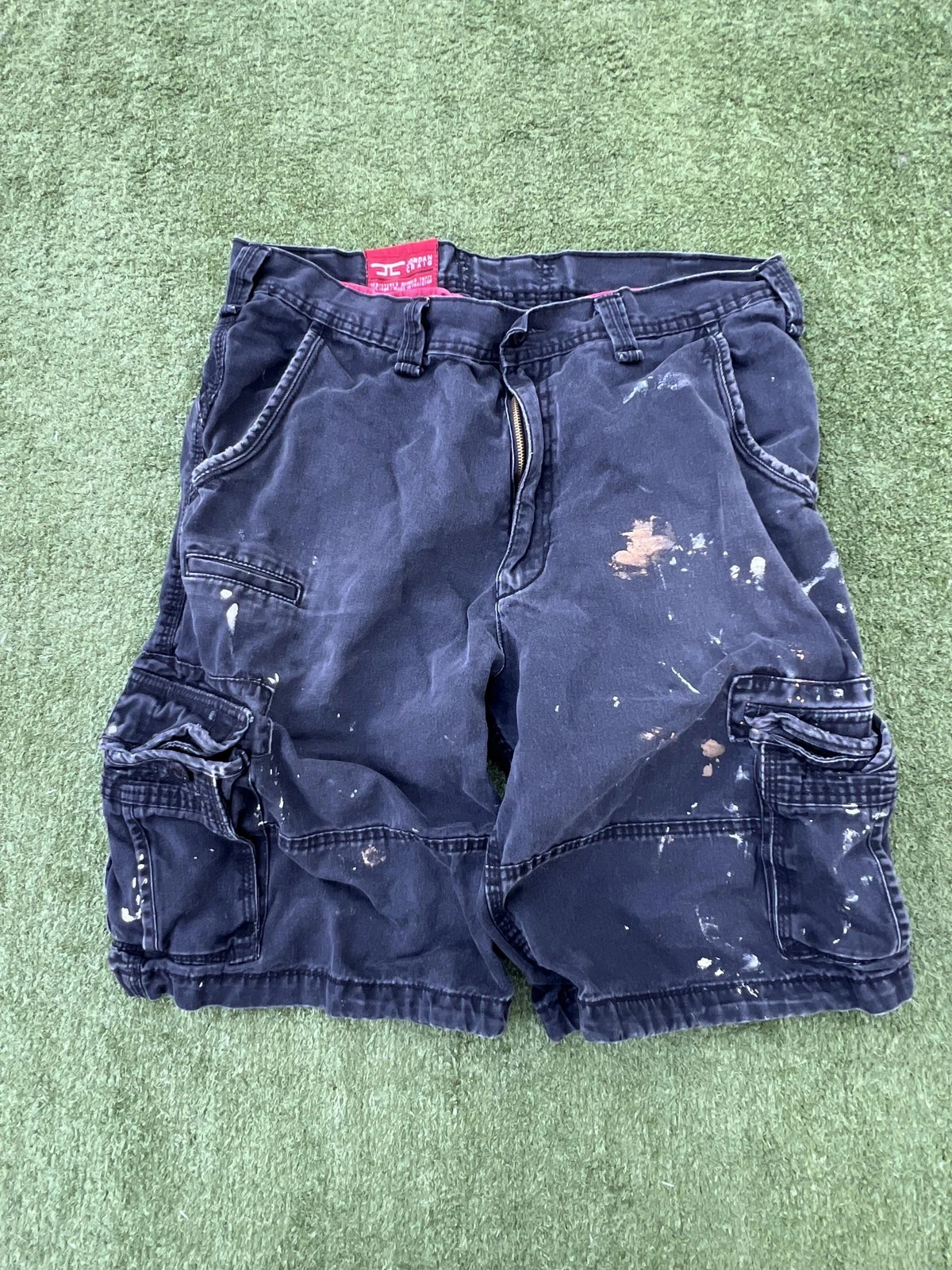 Jordan Craig pantaloncino uomo 36 nero cargo utility vernice lavoro invecchiato stile anni 90