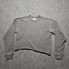 Goodlife Womens Small Grey Cropped Raw Hem French Terry Sweatshirt Made in USA