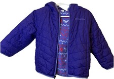 Columbia Toddler Girls 2T Purple Puffer Jacket Fleece reversible Hooded Coat