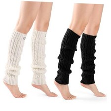 Leg Warmers for Women 80s 90s Outfit Fashion One Size 2 Pack black white 