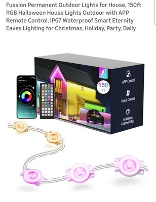 Fussion 150ft Permanent Outdoor RGB LED Lights IP67 App/Remote/Voice Eave