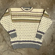 Vintage Devold Norway Wool Sweater L Nordic Fair Isle Pure Wool Langevåg