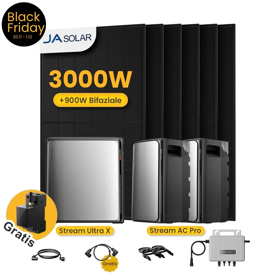 Balkonkraftwerk 3900Watt mit Speicher ECOFLOW Stream Ultra X 3,84kWh Komplettset