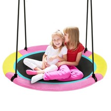 40 Inch Saucer Tree Swing for Kids Outdoor, Textilene Fabric Tear  UV Resist...