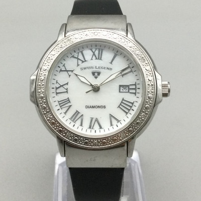 Swiss Legend South Beach Diamond Watch Women 36mm Silver Tone MOP New Battery