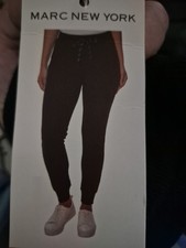 Marc New York Womens Sz M Joggers Black Ribbed Soft Knit Pants Pockets Sweatpant