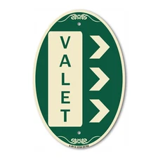 SignMission Designer Series Sign - Valet Right Arrow 12" x 18" Aluminum Sign