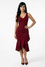 Wine red bodycon midi dress