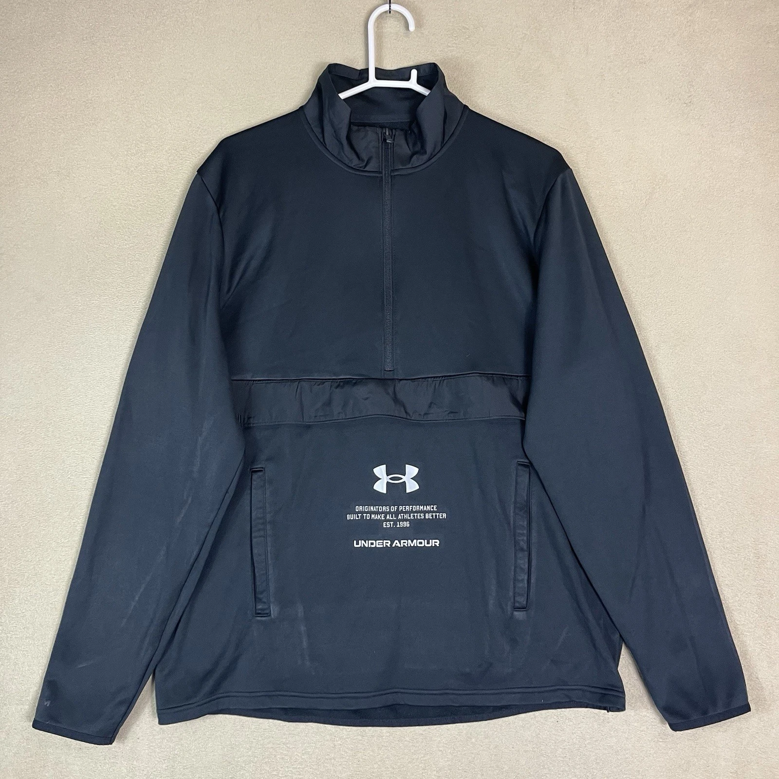Under Armour Storm Pullover Mens XL Black Fleece 1/2 Zip Pockets Mock Neck